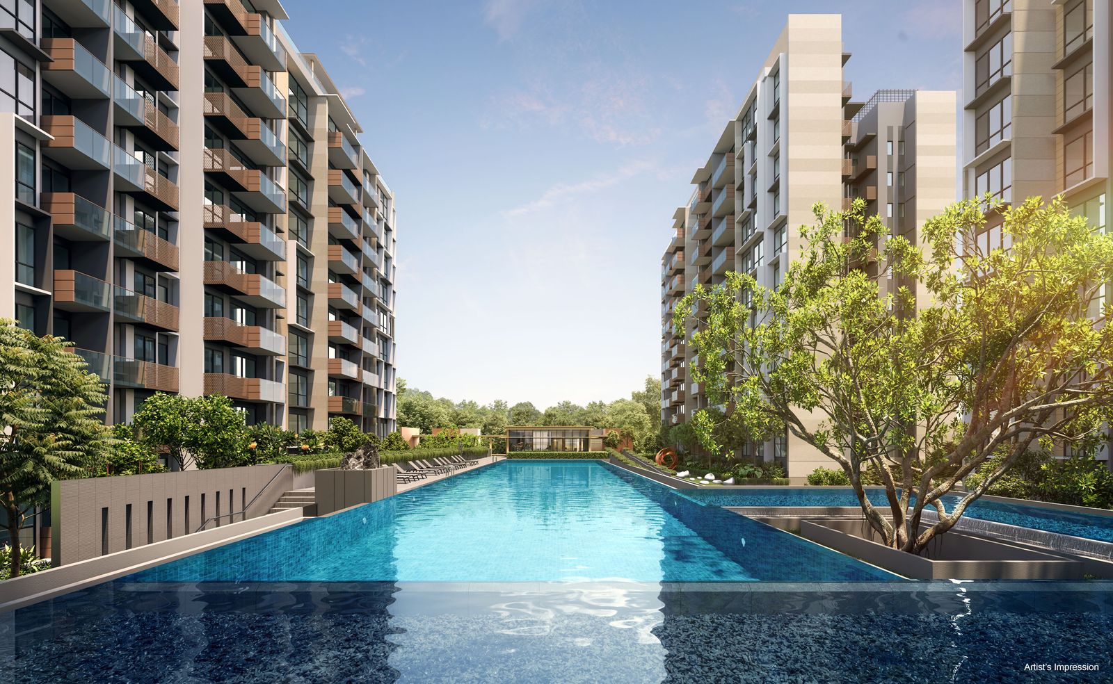 Artist's impression of the lap pool between two blocks