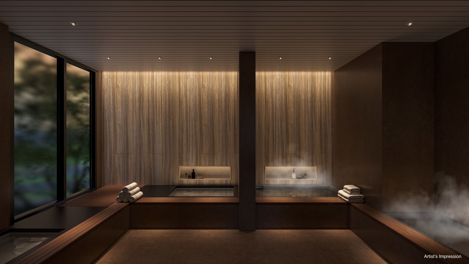 Artist's impression of the steam room and bath area
