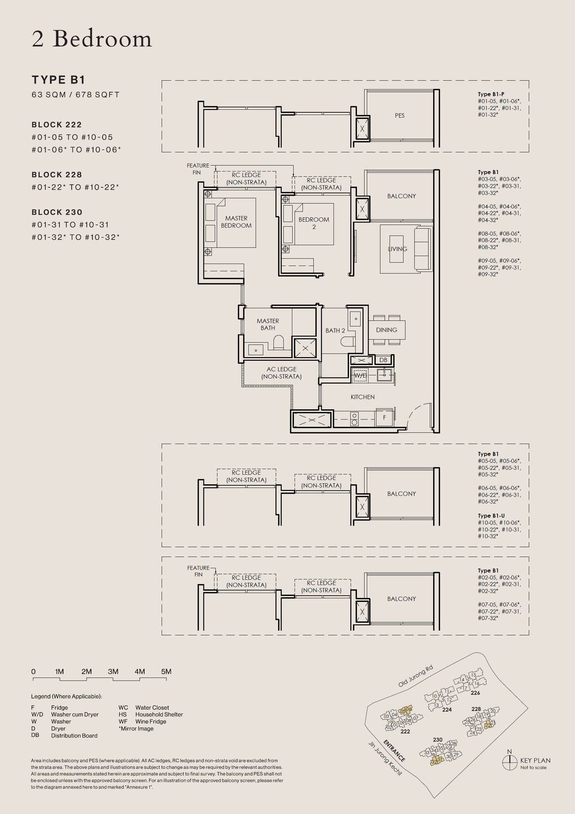 Floor plan, Type B1, 2 bedroom, 678 sq ft