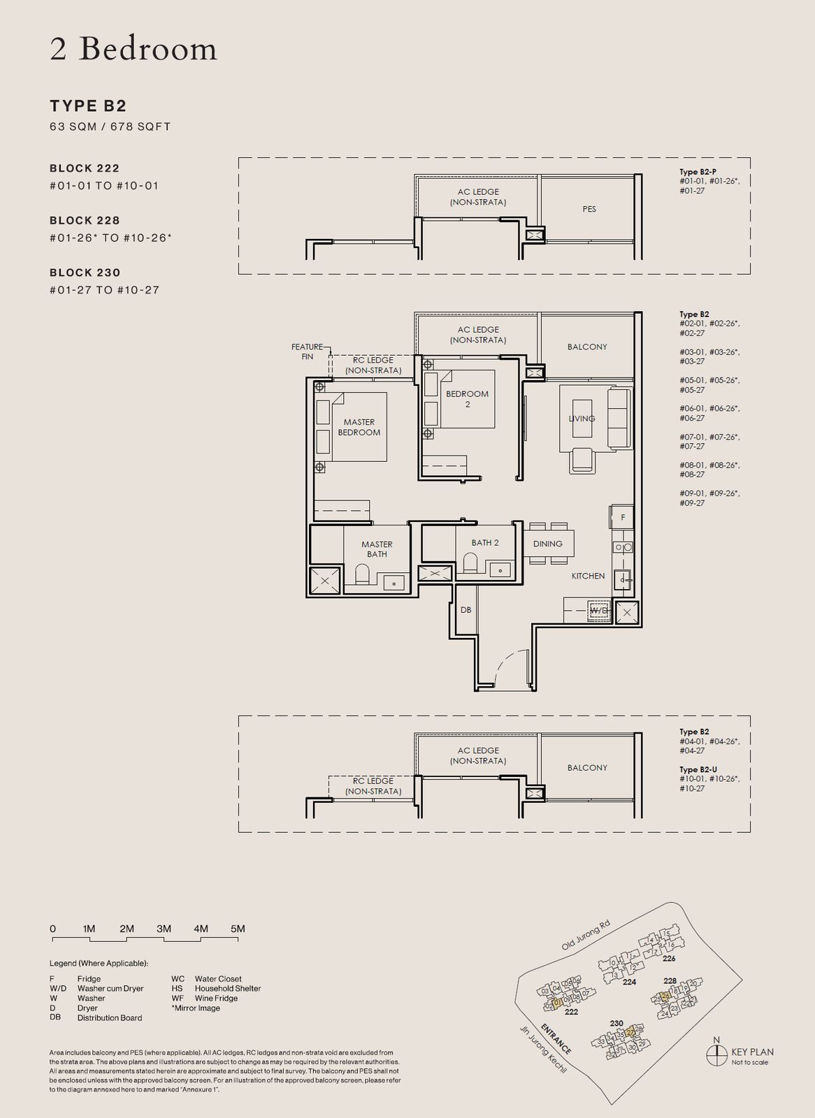 Floor plan, Type B2, 2 bedroom, 678 sq ft