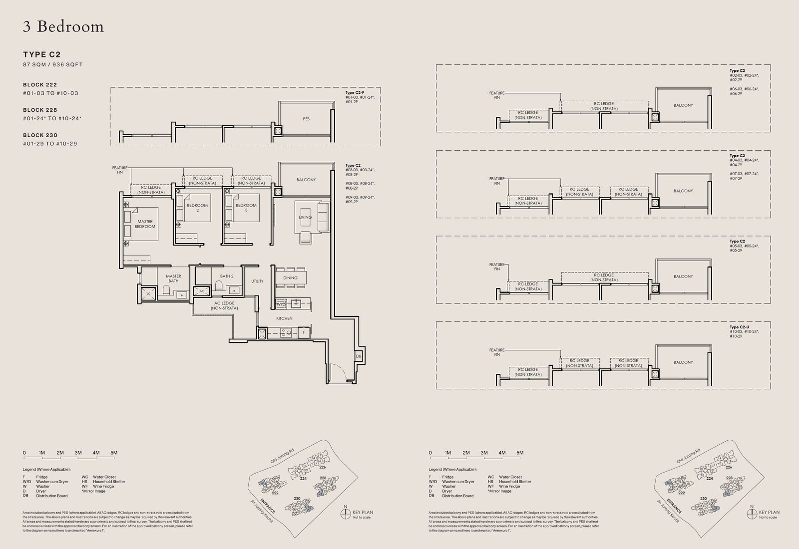Floor plan, Type C3, 3 bedroom, 1,109 sq ft