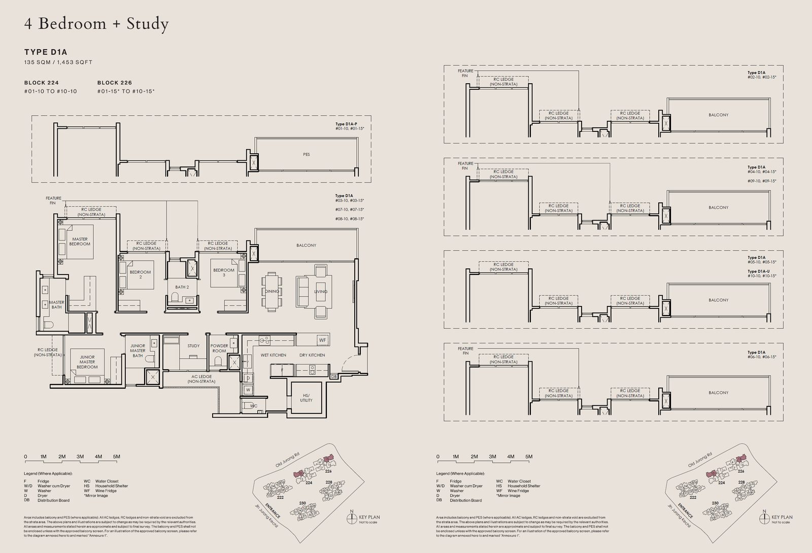 Floor plan, Type D1A, 4 bedroom + study, 1,453 sq ft
